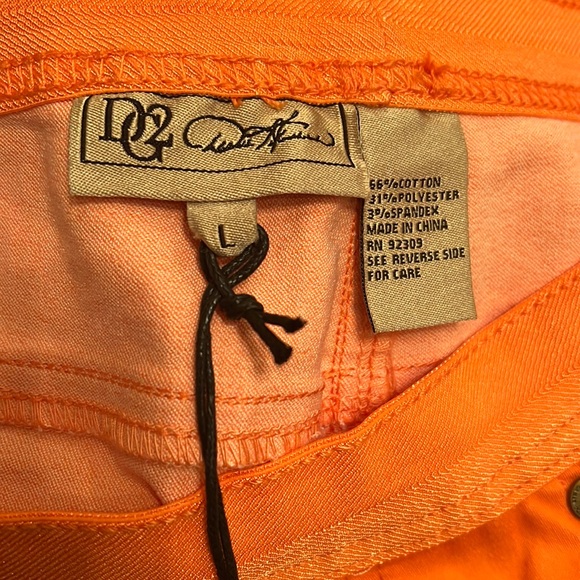 DG2 by Diane Gilman Vibrant Coral Cropped Jeans Elastic Waist size Large - Picture 3 of 8